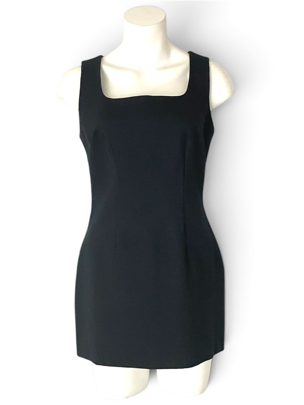 VTG Isabella Bird Square Neck Micro Dress, Minimalist Little Black Dress, Small